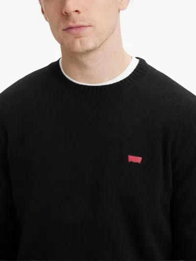 Levi's Logo-patch Crew-neck Sweater In Black