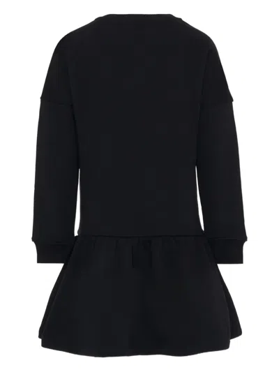 Moschino Long-sleeve Graphic Dress In Black
