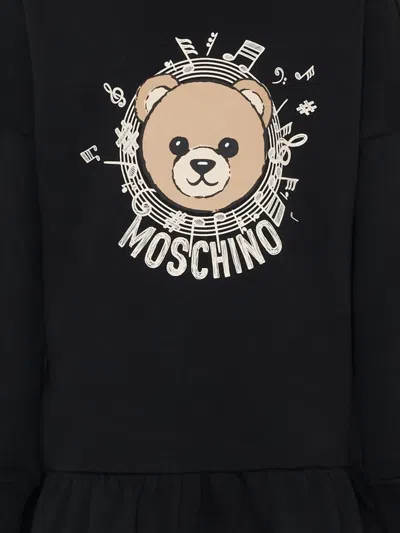 Moschino Long-sleeve Graphic Dress In Black