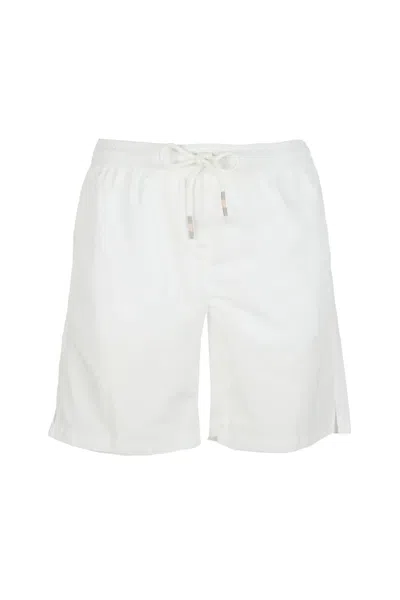 Eleventy Drawstring Beach Shorts In White