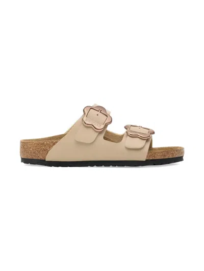 Birkenstock Girls Arizona Flower Buckle Sandals In Neutral