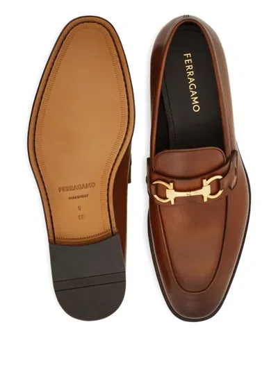 Ferragamo Loafer With Gancini Buckle In Brown