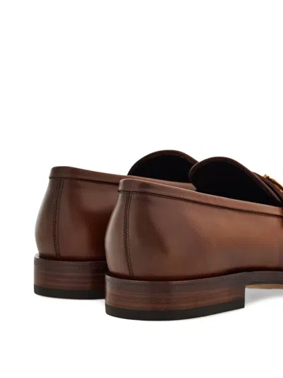 Ferragamo Loafer With Gancini Buckle In Brown