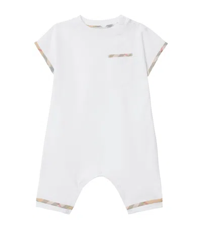 Burberry Cotton Check-trim Playsuit In White