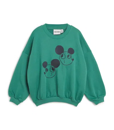 Mini Rodini Organic Cotton Ritzratz Sweatshirt In Green
