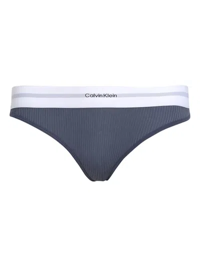 Calvin Klein Underwear Ribbed Logo Briefs In Blue