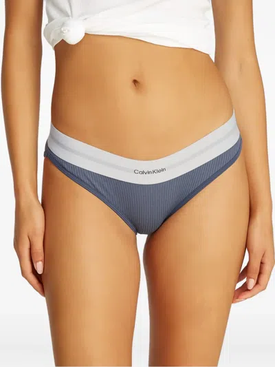Calvin Klein Underwear Ribbed Logo Briefs In Blue