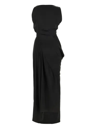 Vivienne Westwood Floor-length Satin Draped Dress With Side Slit In Black