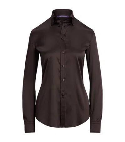 Ralph Lauren Cameron Stretch Silk Charmeuse Button-down Shirt In Brown