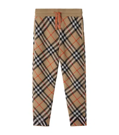 Burberry Wool Jacquard Check Sweatpants In Brown