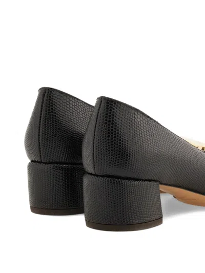 Ferragamo 40mm Lizard Gancio Pumps In Black