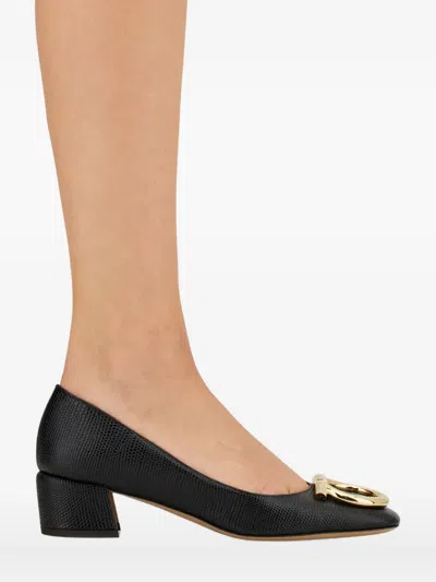 Ferragamo 40mm Lizard Gancio Pumps In Black