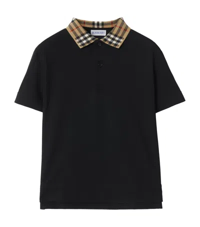 Burberry Black Cotton Polo Shirt In Black