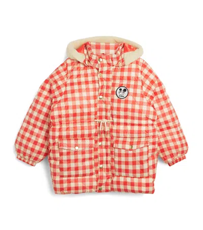 Mini Rodini Gingham Puffer Jacket In Red