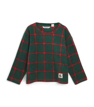 Mini Rodini Fleece Plaid Long-sleeve Top In Green