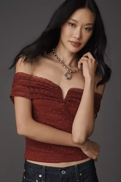 Dolan Left Coast Mesh Off-shoulder Top In Red