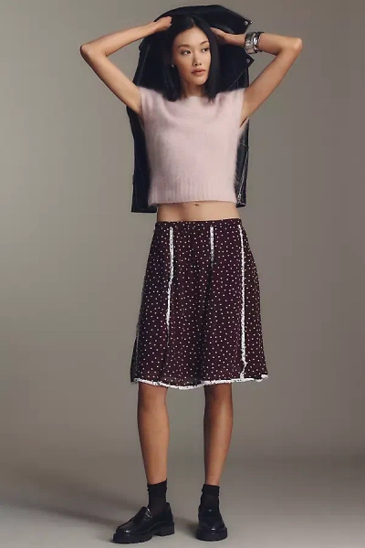 Maeve Seamed Chiffon Swing Knee-length Skirt In Brown