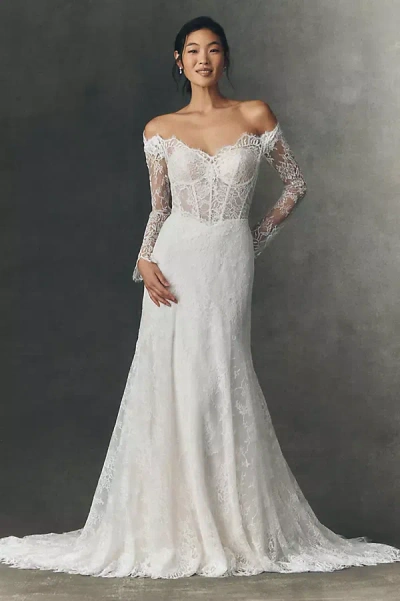 Pronovias Anthropologie Weddings X  Eleny Corset Wedding Gown In White