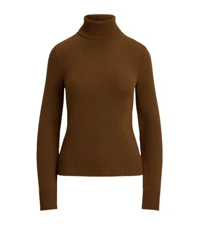 Ralph Lauren Turtleneck Cashmere Sweater In Brown