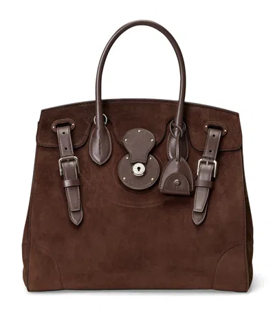 Ralph Lauren Suede Soft Ricky 33 Top-handle Bag In Brown