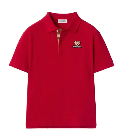 Burberry Cotton Thomas Bear Polo Shirt In Red