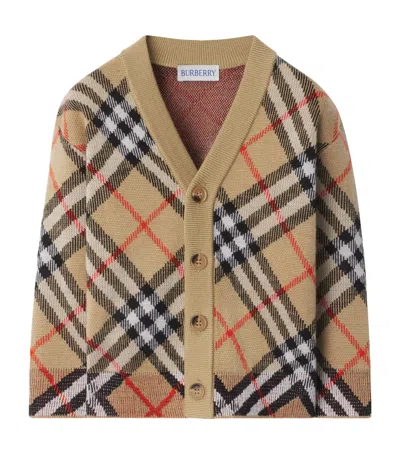 Burberry Kids Checked Cardigan In Brown