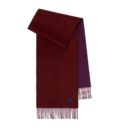 Burberry Cashmere Reversible Ekd Scarf In Burgundy