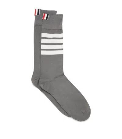 Thom Browne 4-bar Mid-calf Socks In Gray