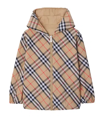 Burberry Reversible Check Cotton Blend Jacket In Neutral