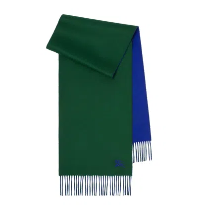 Burberry Cashmere Reversible Ekd Scarf In Green