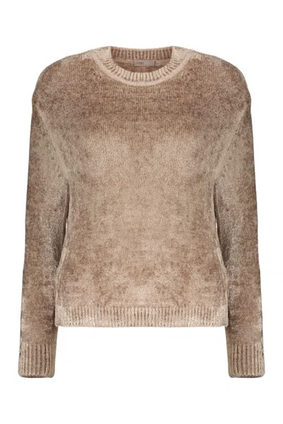 Herno Resort Chenille Long Sleeved Knitted Jumper In Brown