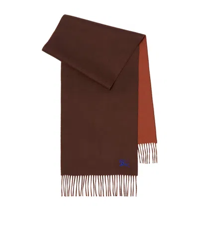 Burberry Cashmere Reversible Ekd Scarf In Brown