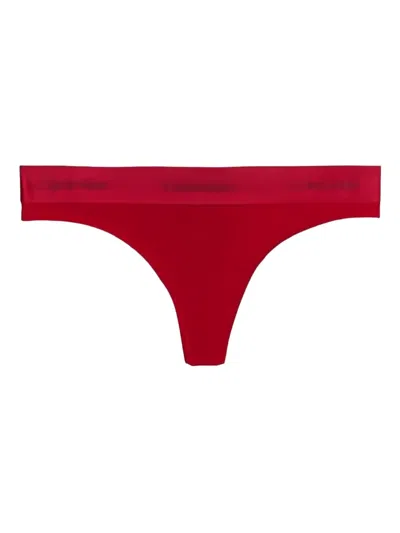 Calvin Klein Underwear Logo-waistband Thongs In Red