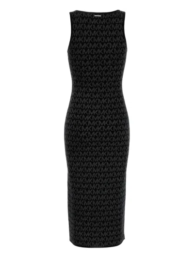 Michael Michael Kors Embroidered Viscose Dress In Black