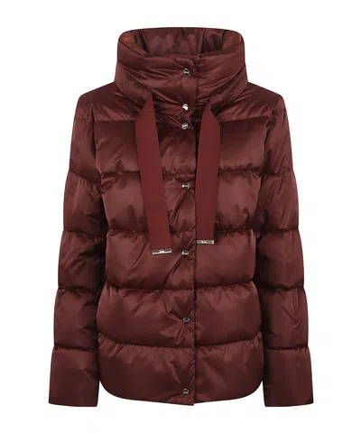 Herno Shiny Satin Cape Down Jacket Clothing In Red