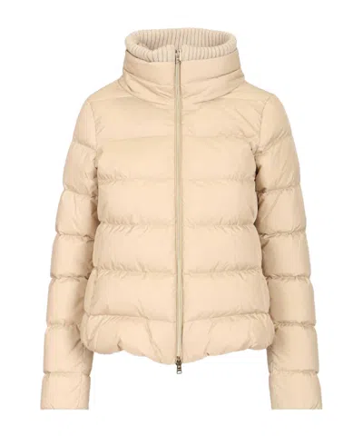 Herno Padded Down Jacket Coats Brown In Gold