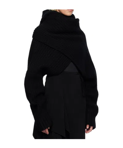 Sacai Wool Knit Turtleneck Pullover In Black