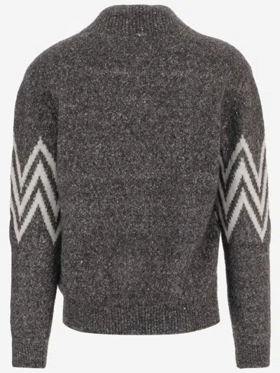 Herno Zigzag-pattern Collared Sweater In Black