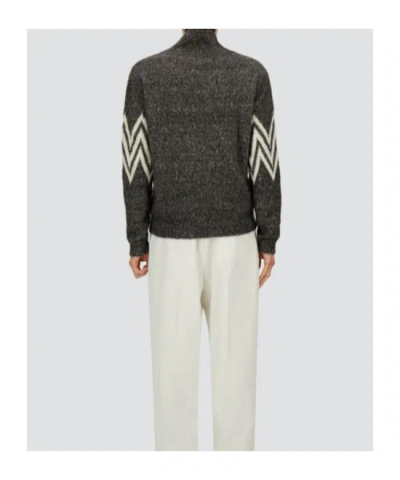 Herno Zigzag-pattern Collared Sweater In Black