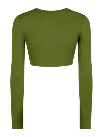 Christopher Esber Gathered-effect Ribbed Crop Top In Green