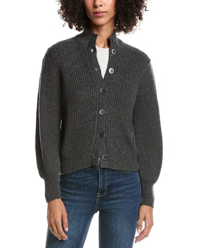 Forte Cashmere Button Wool & Cashmere-blend Cardigan In Gray