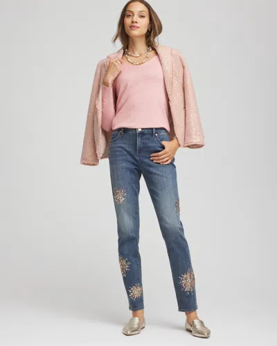 Chico's Ella V-neck Pullover Sweater In Blushed In Pink