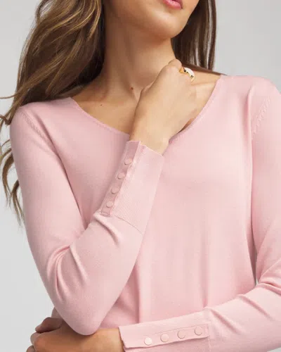 Chico's Ella V-neck Pullover Sweater In Blushed In Pink