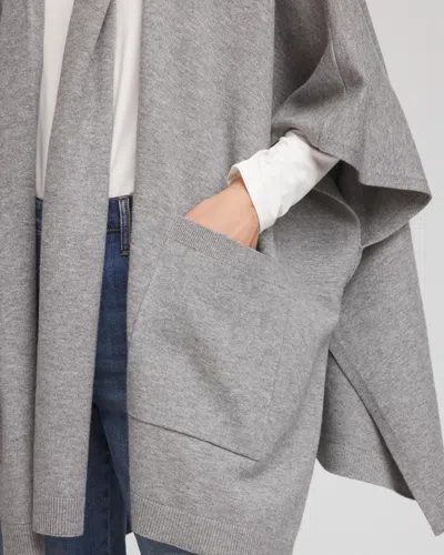 Chico's Long Knit Ruana In Gray In Gray