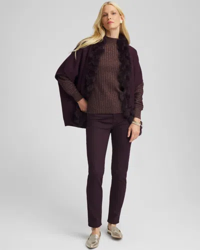 Chico's Metallic Ribbed Pullover In Night Bloom In Brown