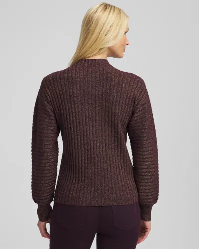 Chico's Metallic Ribbed Pullover In Night Bloom In Brown