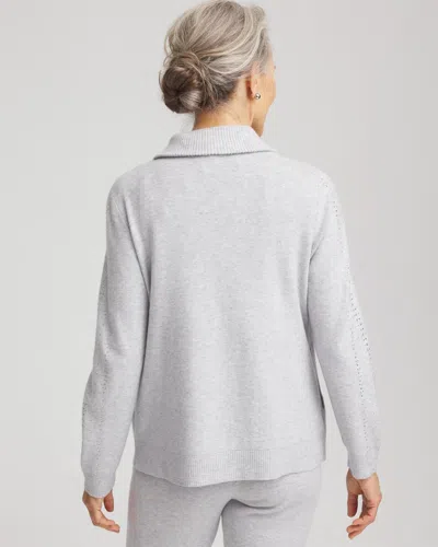 Chico's Luxe Diamante Zip Cardigan Sweater In Gray In Gray