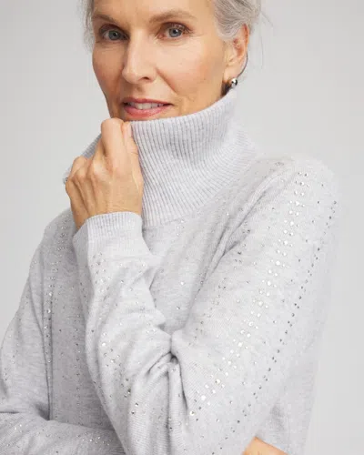 Chico's Luxe Diamante Zip Cardigan Sweater In Gray In Gray