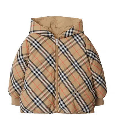 Burberry Sand Ip Check Axel Check-print Shell-down Jacket 12 Months-2 Year In Brown