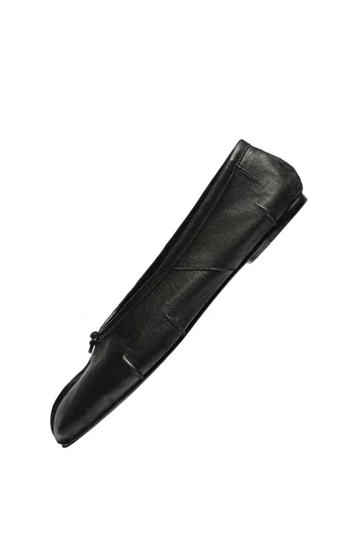 Maison Margiela Tabi Leather Split-toe Ballerina Flats In Black